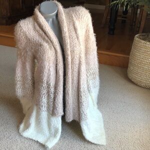 CUPIO BEIGE AND CREAM SOFT EYELASH CARDIGAN SWEATER